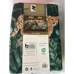 Deyongs Cheetah Jungle King Duvet Set Cotton Safari Green Bedding NWT